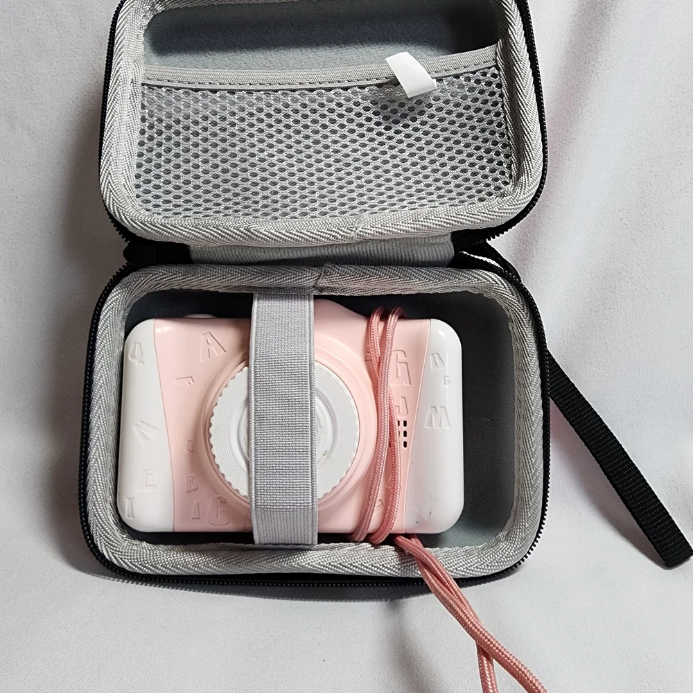 Pink and White Digital Camera with Case